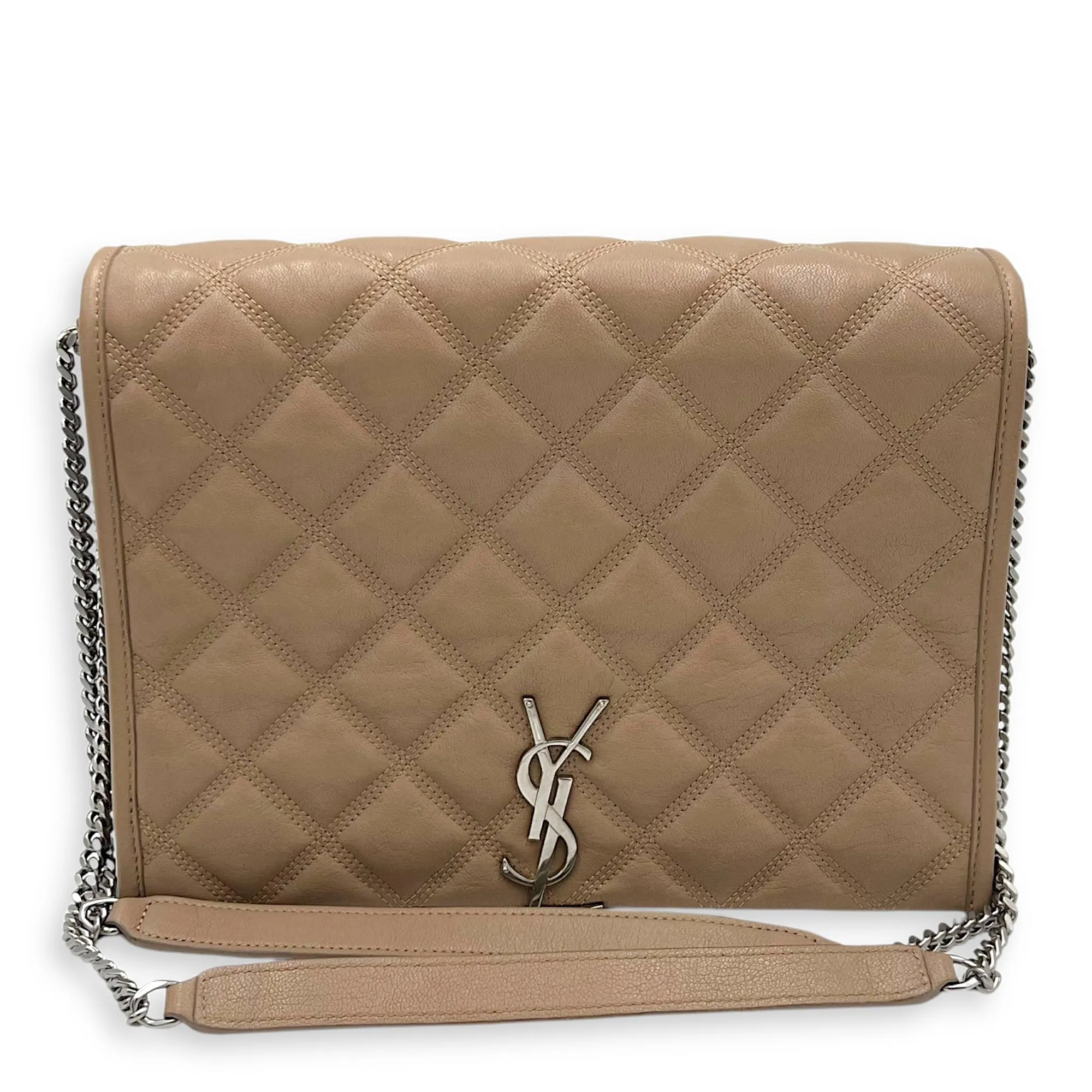Becky Shoulder Bag Beige in Goat Leather, Silver hardware