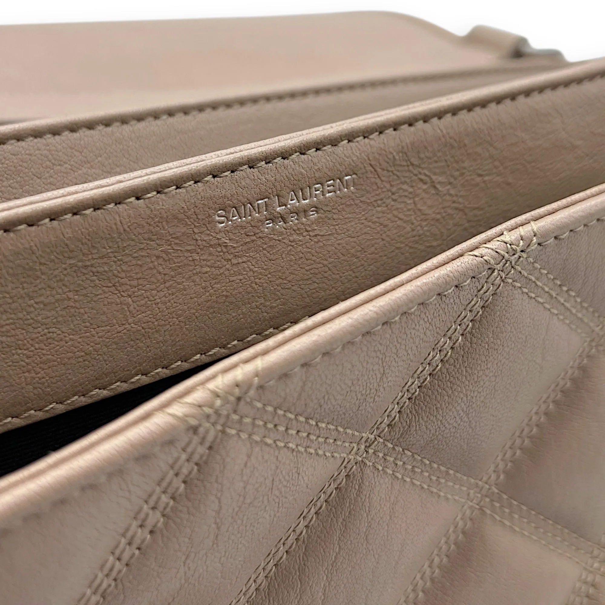 Becky Shoulder Bag Beige in Goat Leather, Silver hardware