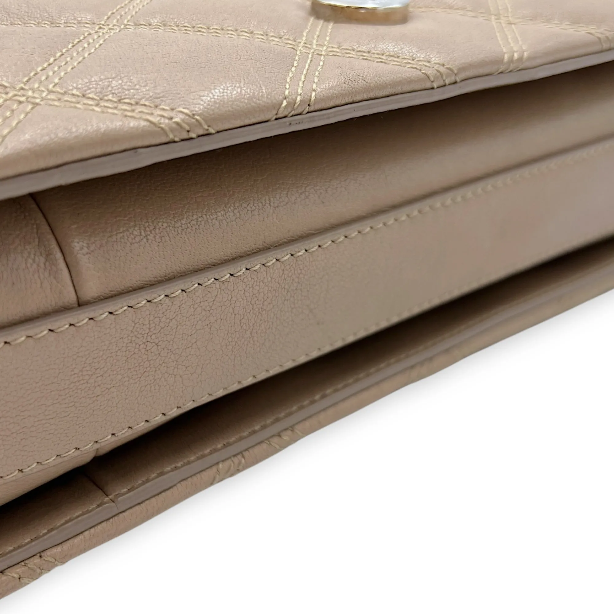 Becky Shoulder Bag Beige in Goat Leather, Silver hardware
