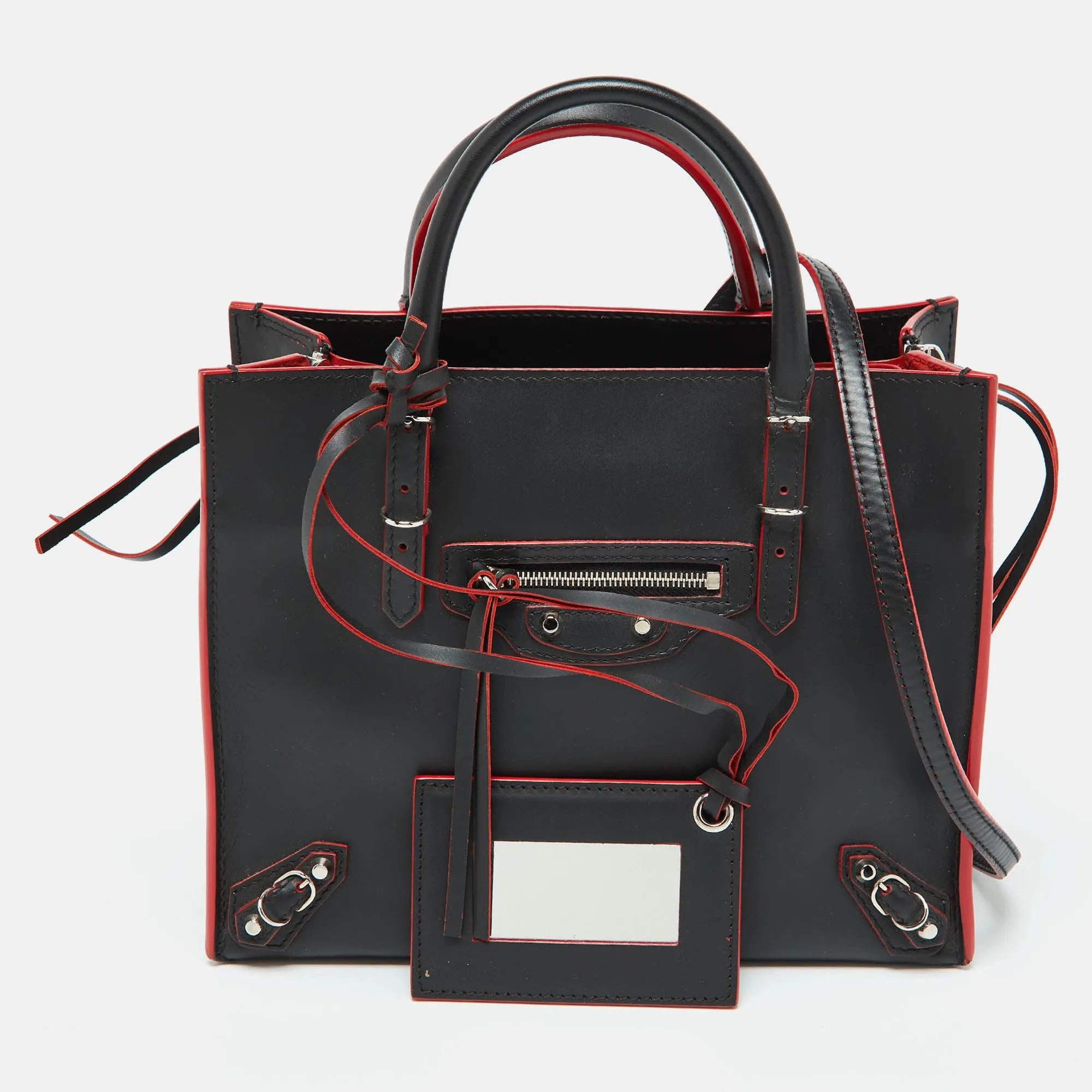 Black Leather Mini Papier A4 Tote