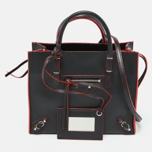 Black Leather Mini Papier A4 Tote