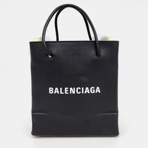 Black Leather XXS Shopping Tote Bag