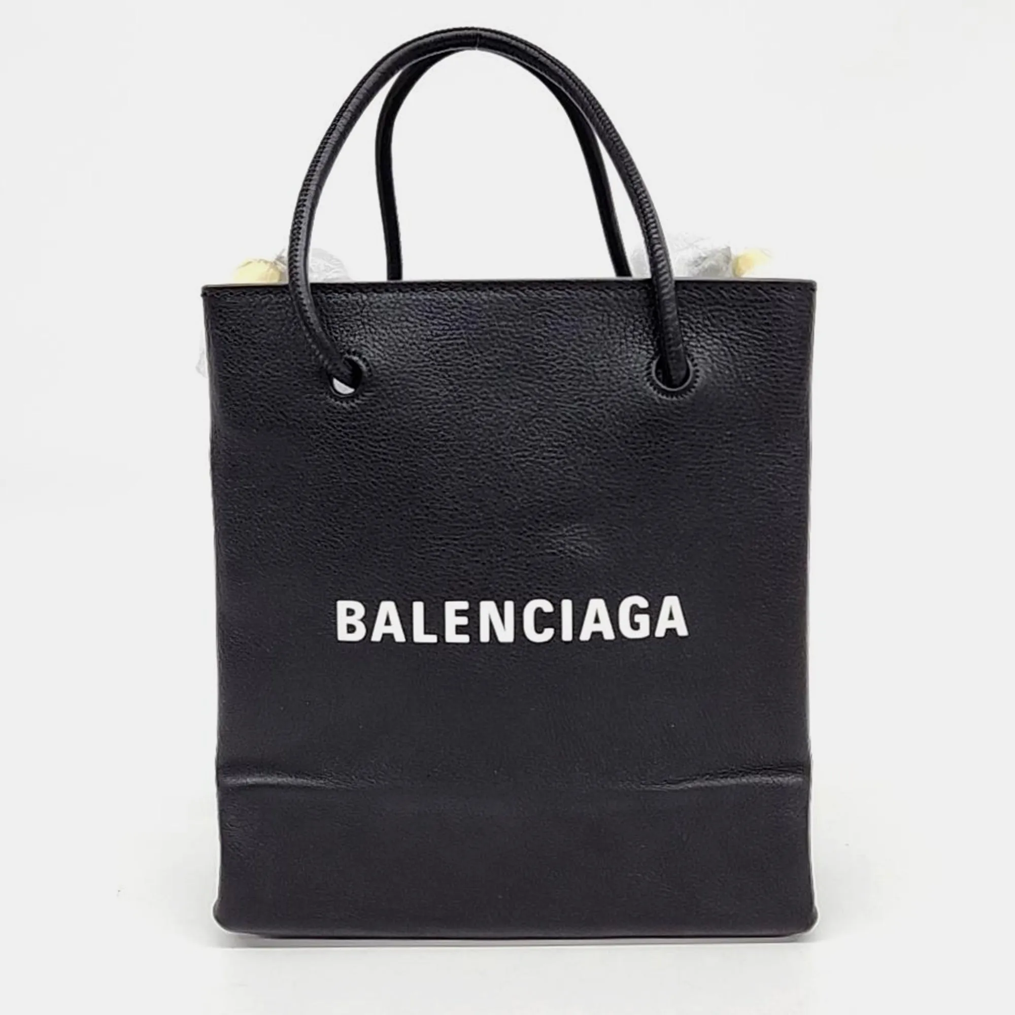 Black Leather XXS Shopping Tote Bag