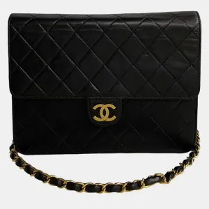 Black Quilted Lambskin Flap Bag