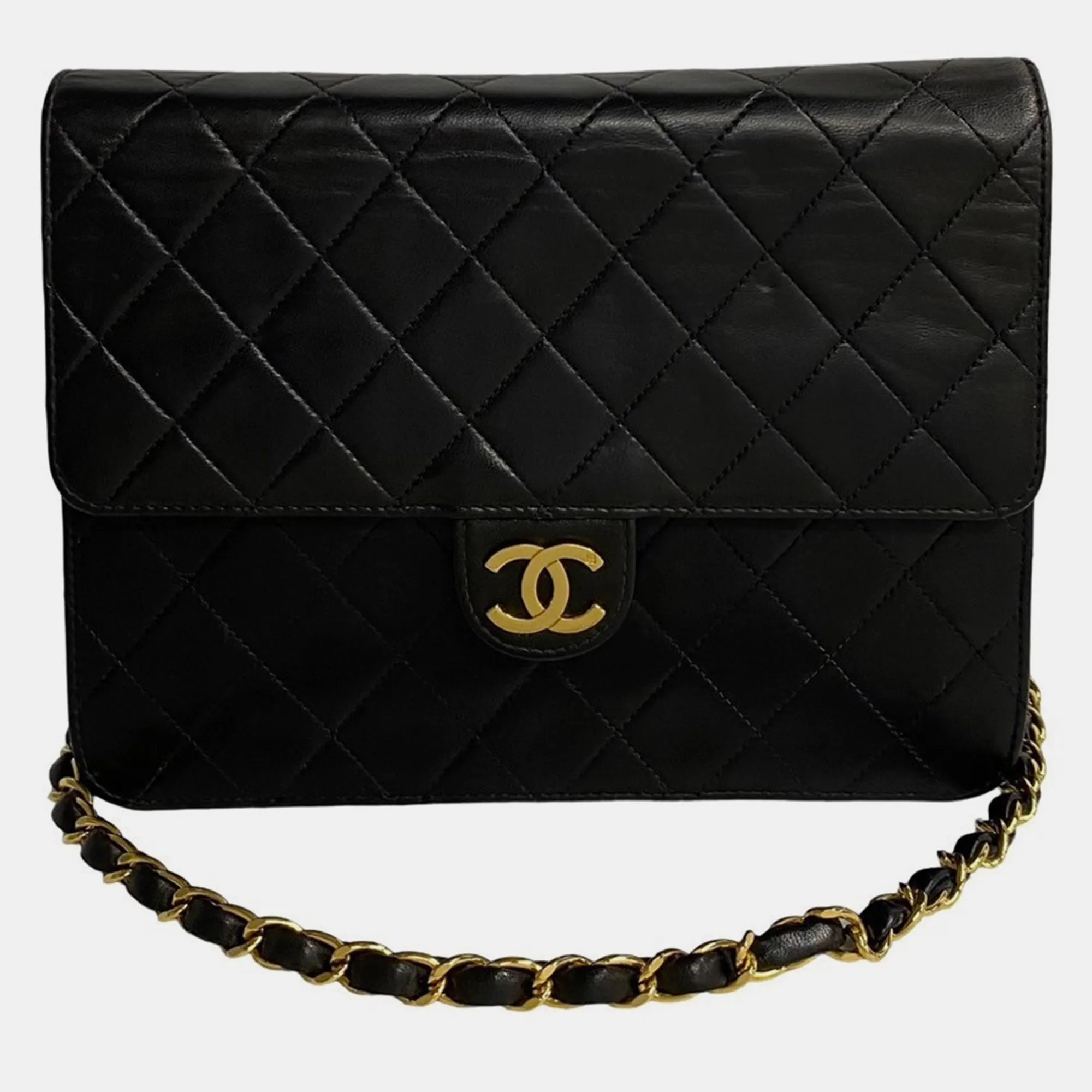 Black Quilted Lambskin Flap Bag