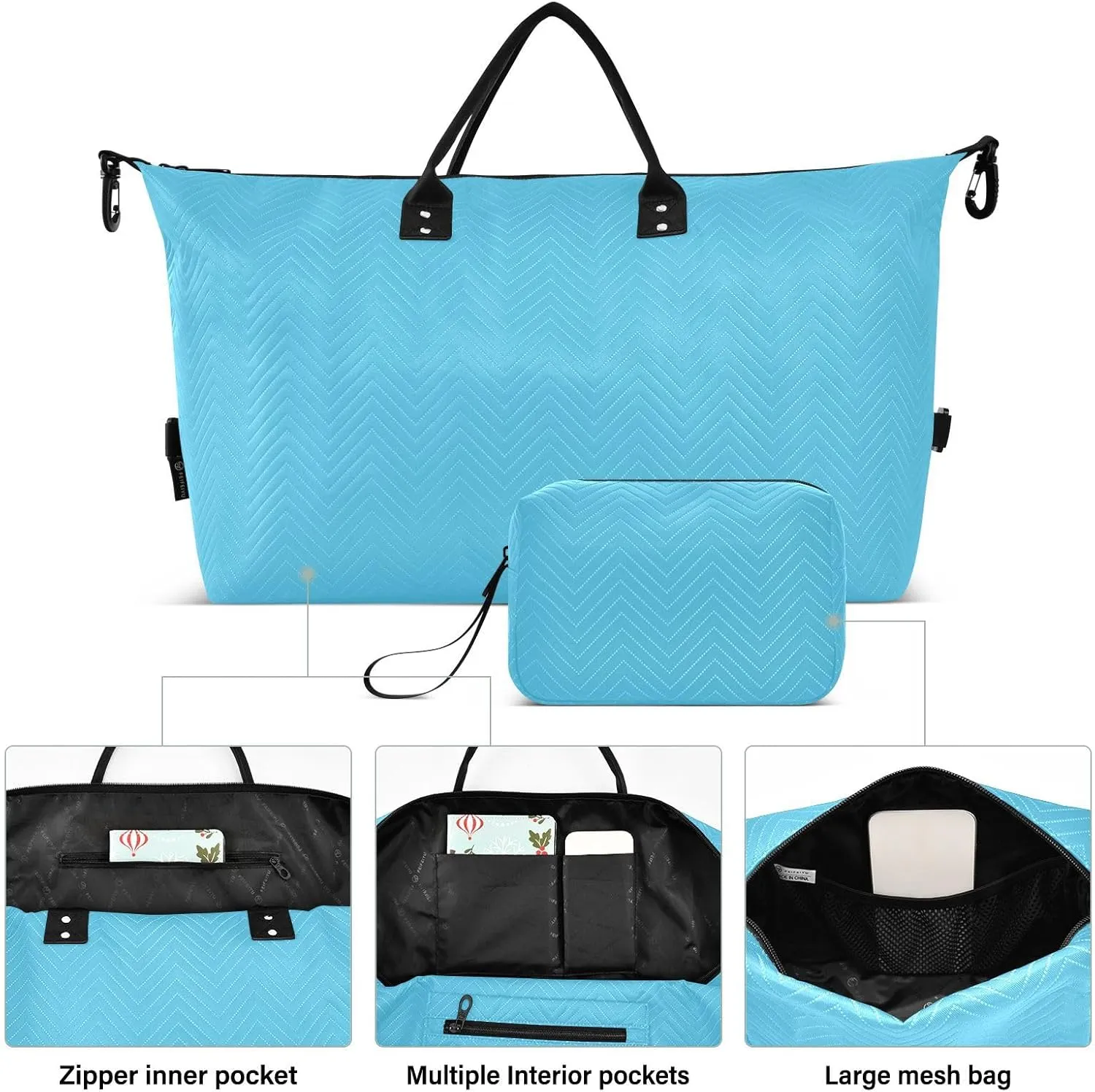 Blue Light Sports Gym Bag for Women Men Travel Duffel Bag Weekend Overnight Carry on Bag with Toiletry Bag Workout Dance Bag for Workout Swimming Yoga Plane Hospital