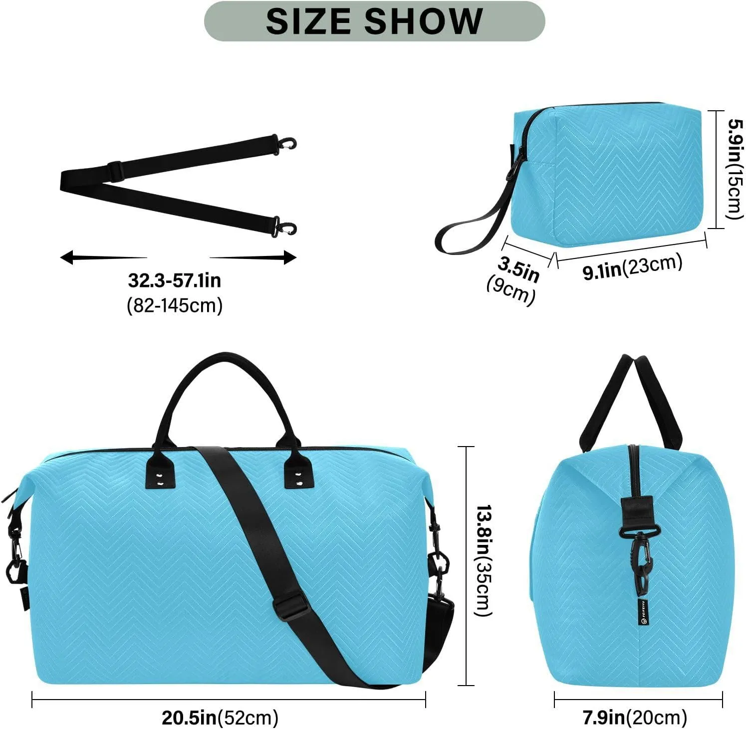 Blue Light Sports Gym Bag for Women Men Travel Duffel Bag Weekend Overnight Carry on Bag with Toiletry Bag Workout Dance Bag for Workout Swimming Yoga Plane Hospital