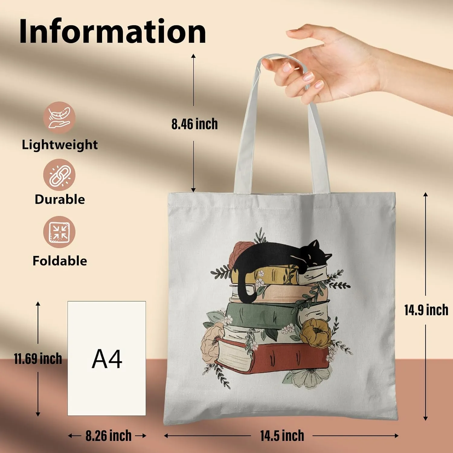 Book Canvas Tote Bag for Women Book Lovers,Reusable Shopping Bags Grocery Bags, Readers Bookworm Gift Ideas