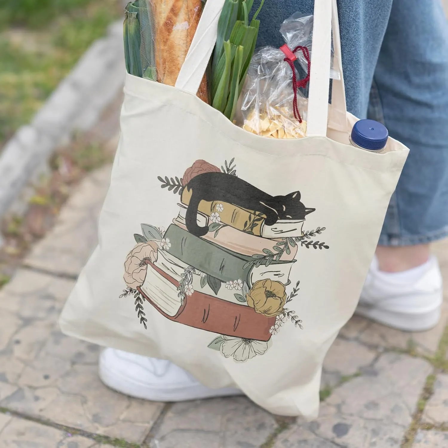 Book Canvas Tote Bag for Women Book Lovers,Reusable Shopping Bags Grocery Bags, Readers Bookworm Gift Ideas