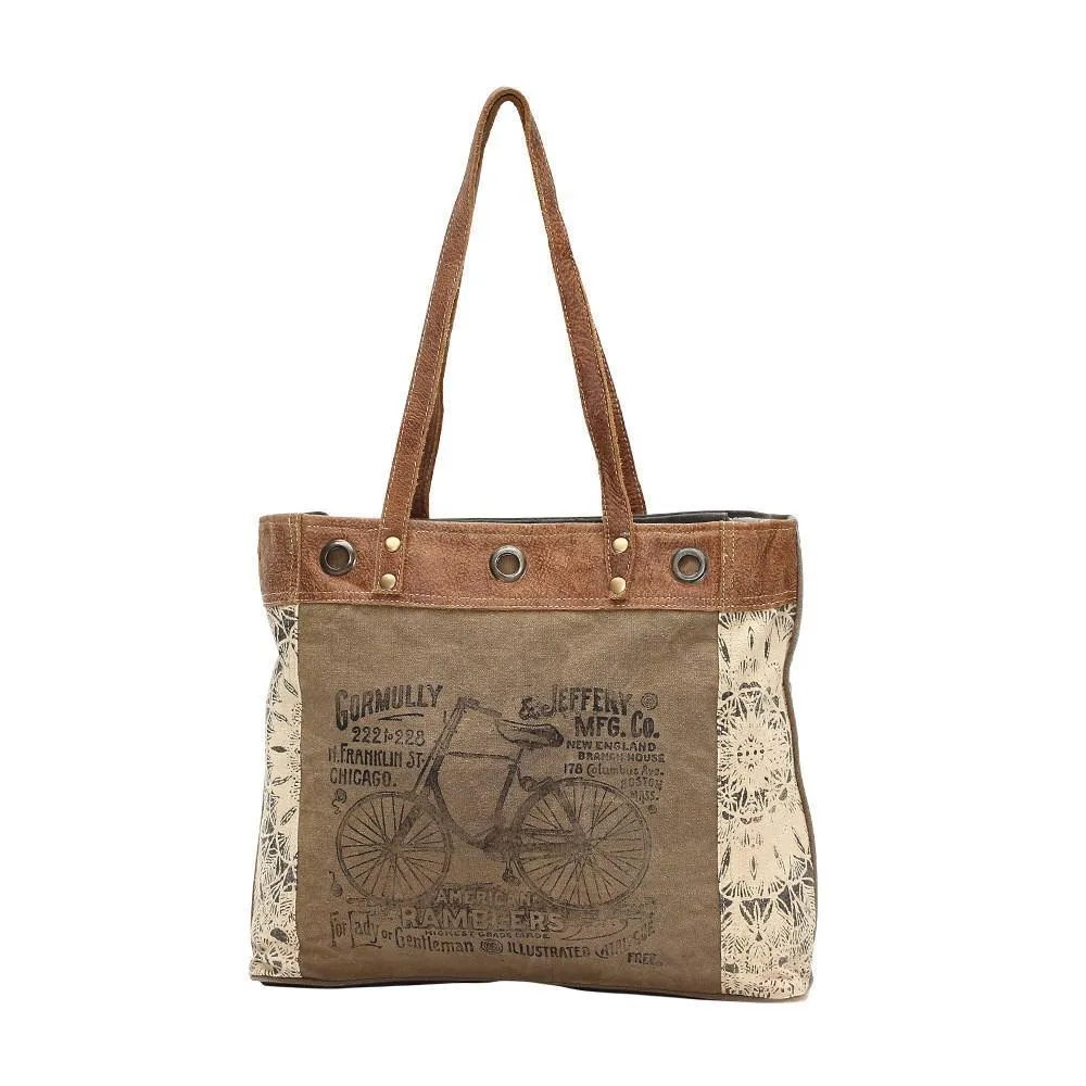 By-cycle Print Canvas Tote Bag