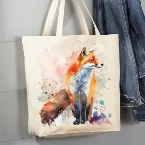 Canvas Tote Bag | Fox Animal Watercolor