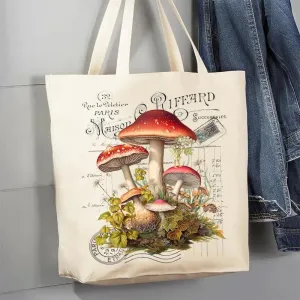 Canvas Tote Bag | Vintage French Red & White Mushrooms