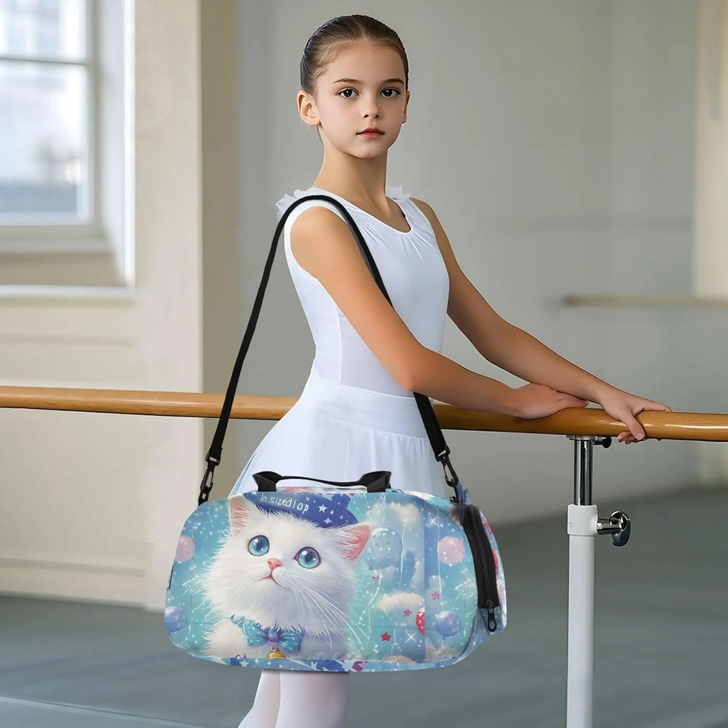 Carry on Duffel Bag for Boys Toddler Weekender Bags Girls Tote Duffle Bags Travel Gym Kids Luggage Patriotic Cat USA Hat Balloons