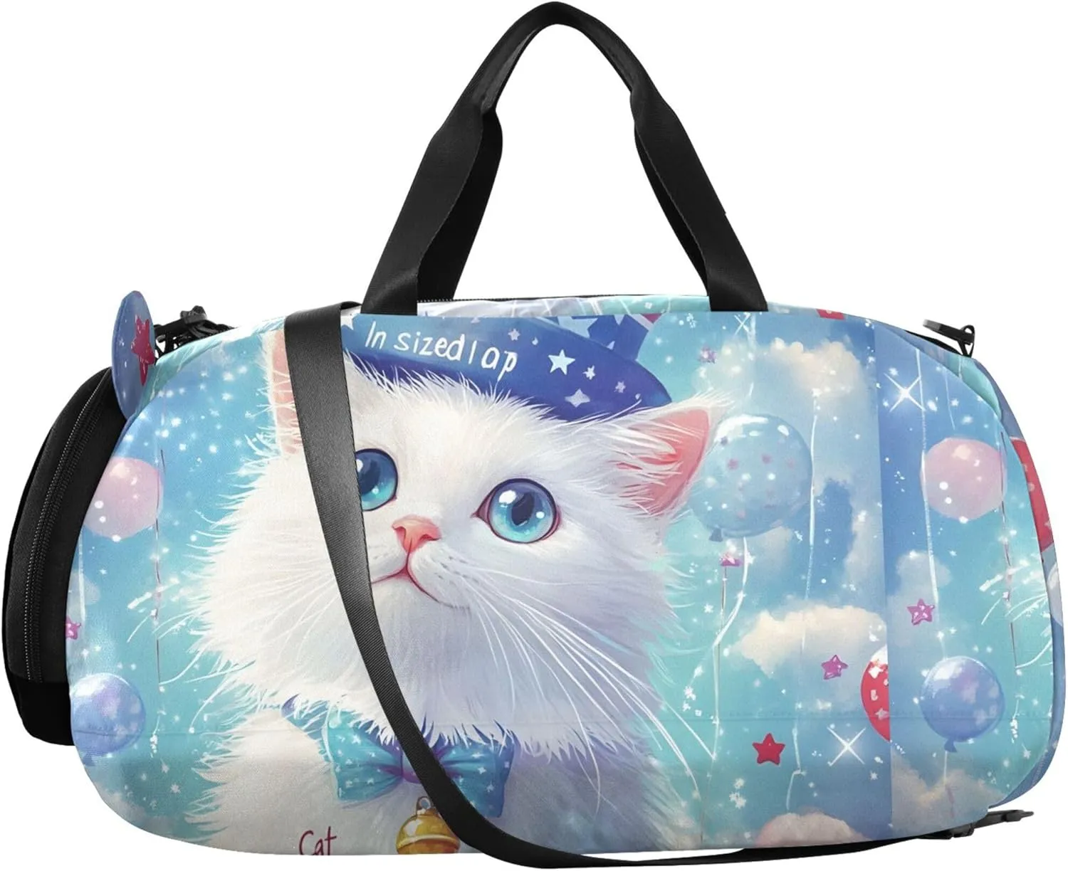 Carry on Duffel Bag for Boys Toddler Weekender Bags Girls Tote Duffle Bags Travel Gym Kids Luggage Patriotic Cat USA Hat Balloons