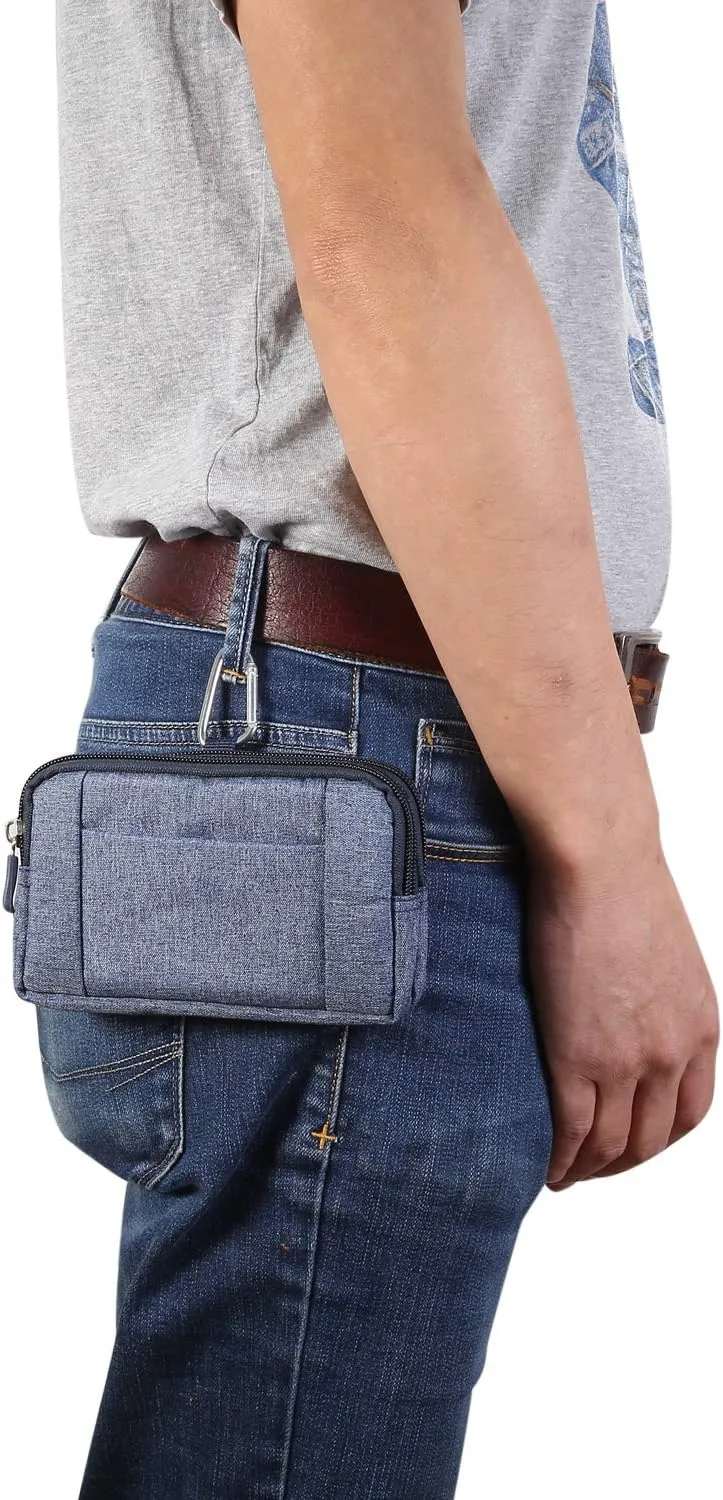 Cell Phone Belt Clip Pouch, Travel Waist Bag Fanny Pack for Men, Universal Cellphone Pouch Belt Clip Bag Small Carrying Waist Pack Wallet Pocket Vertical Mobile Phone Belt Loop Holster Clutch Bag