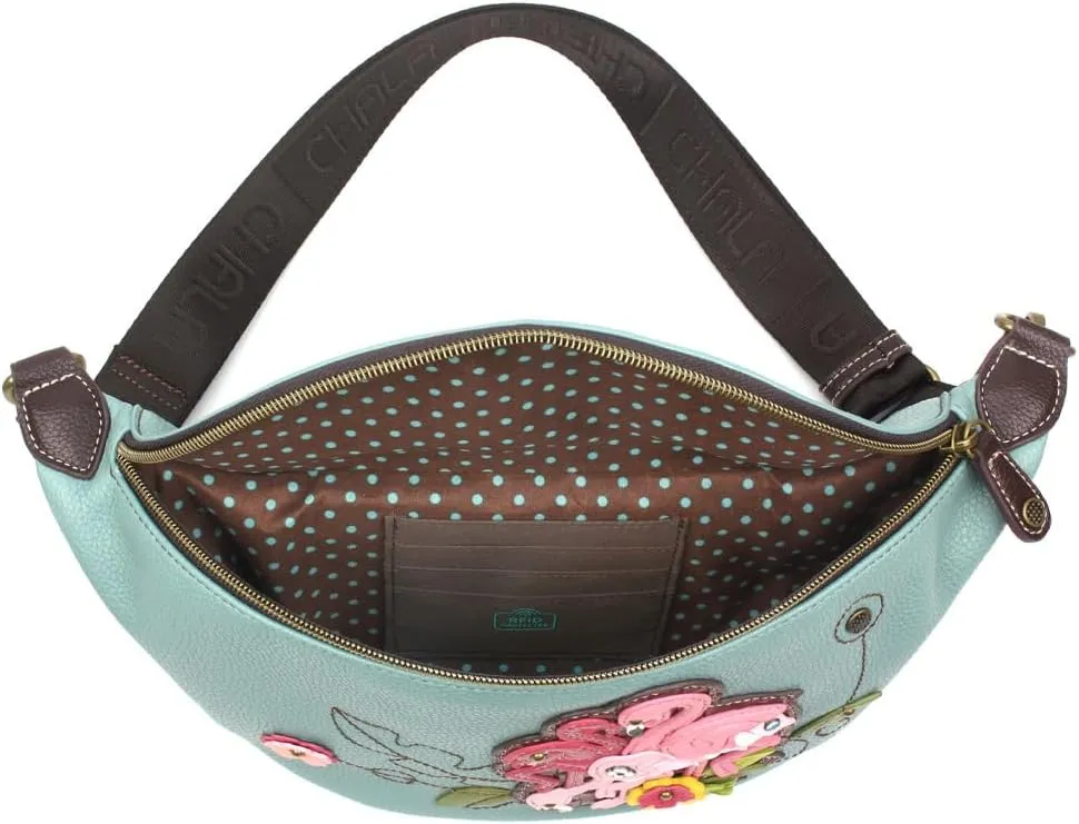 CHALA Fanny Pack Women RFID Protected Sling Purse and Waist Bag with Two Adjustable Straps - Flamingo Group - blue