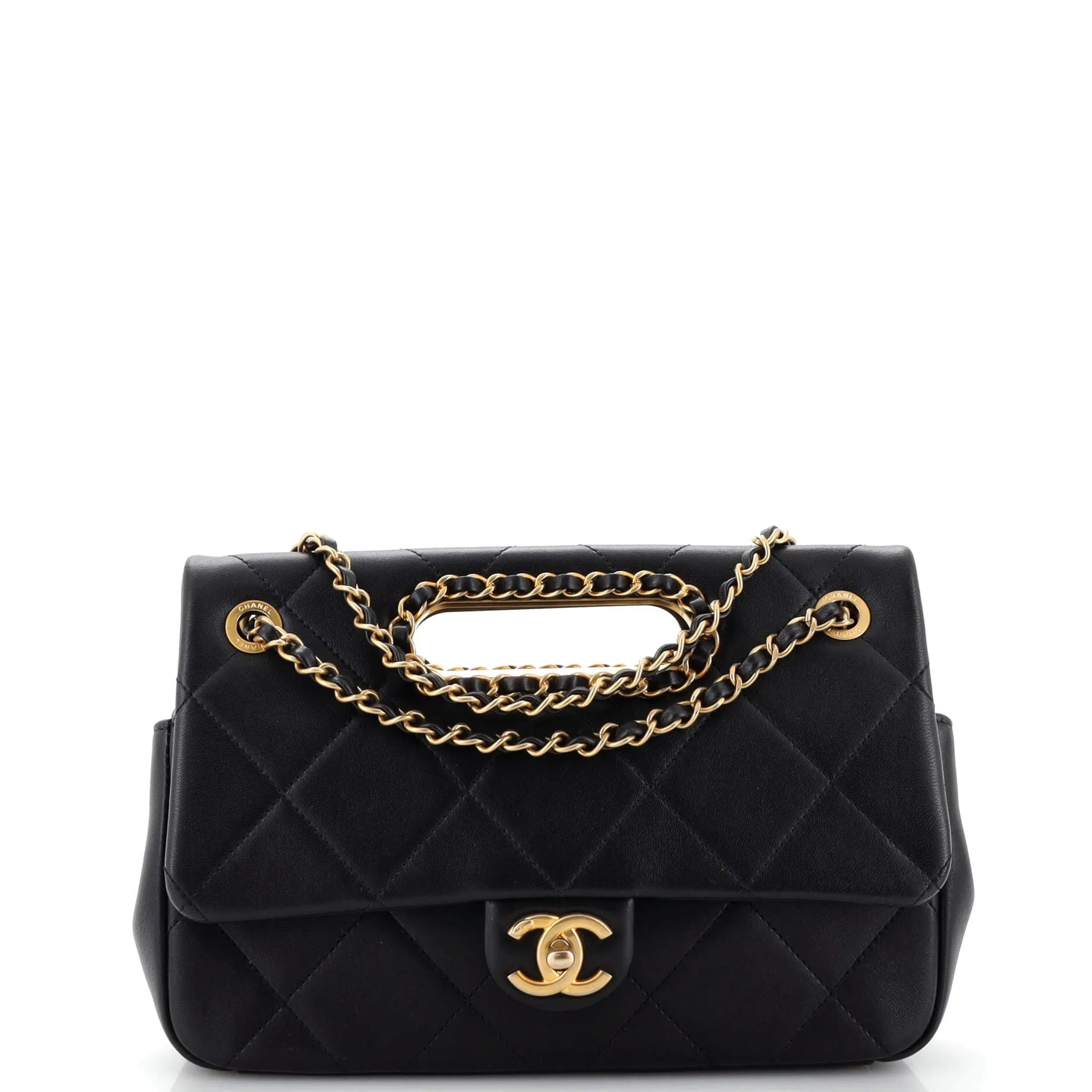 CHANEL A Real Catch Flap Bag Quilted Lambskin Medium