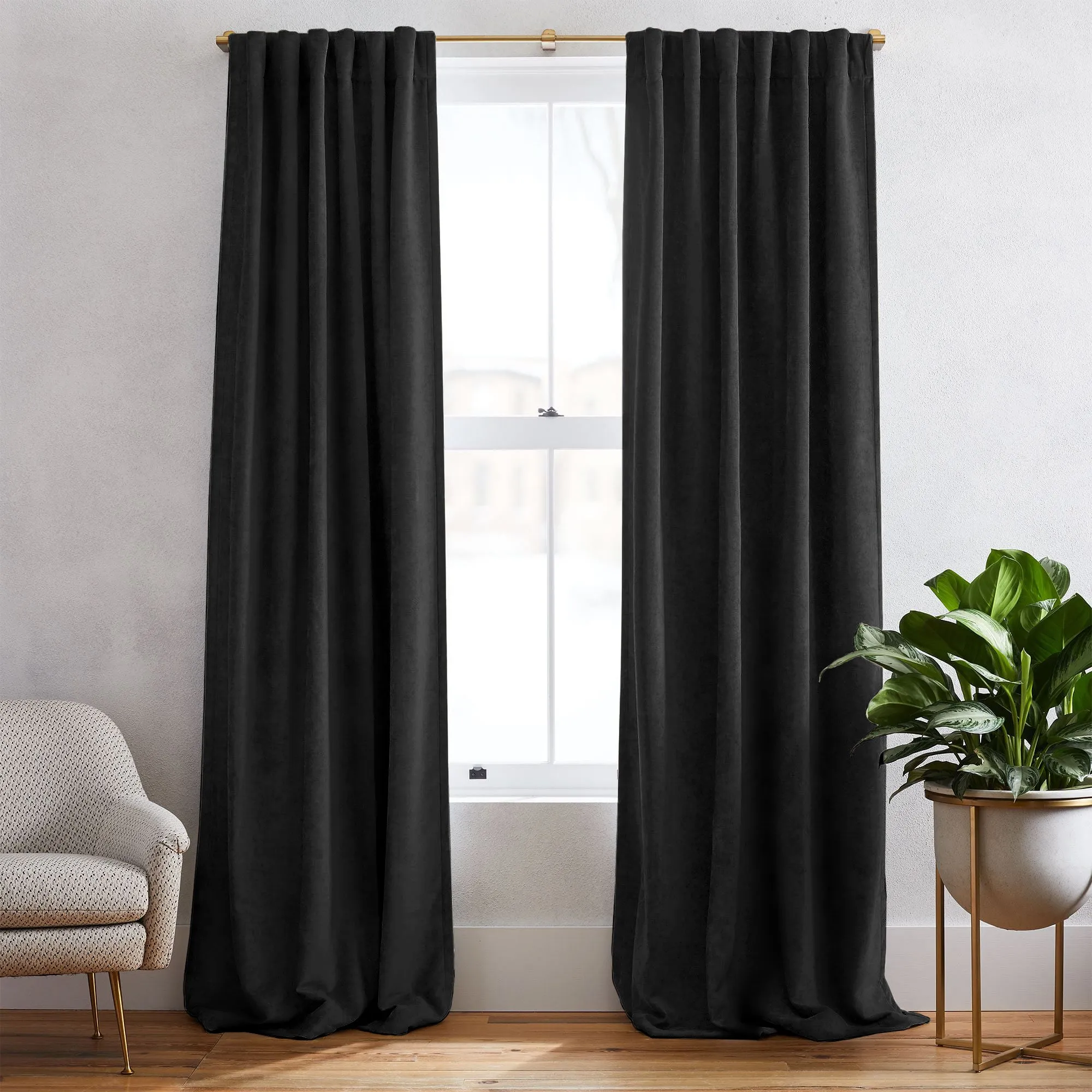 Chestnut Orange | Simon Velvet Blackout Curtains Heavyweight Classic Custom Drapes | Soft Top Back Tab