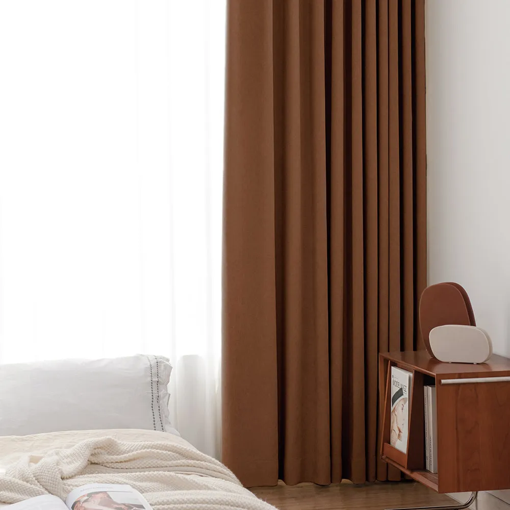 Chestnut Orange | Simon Velvet Blackout Curtains Heavyweight Classic Custom Drapes | Soft Top Back Tab