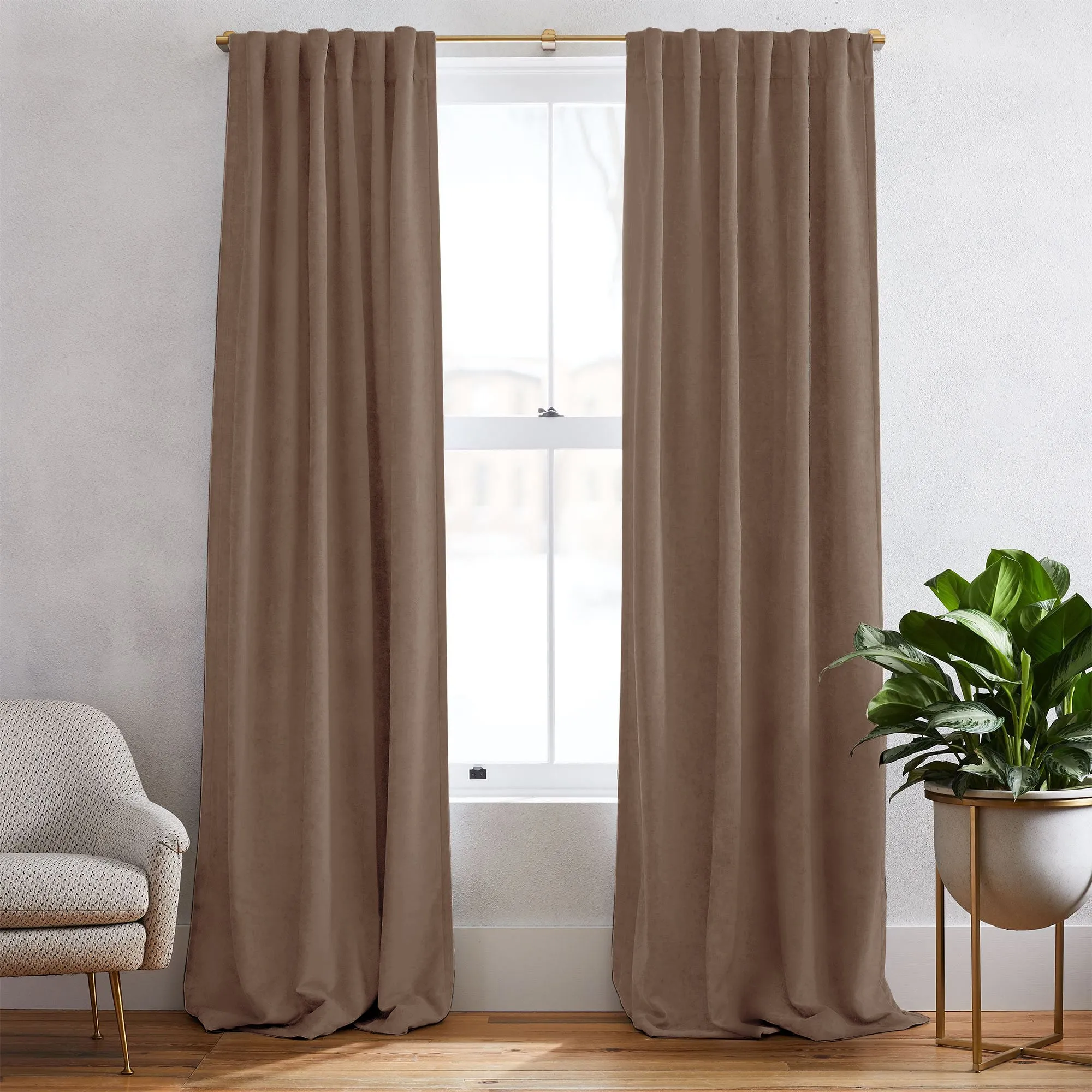 Chocolate | Simon Velvet Blackout Curtains Heavyweight Classic Custom Drapes | Soft Top Back Tab