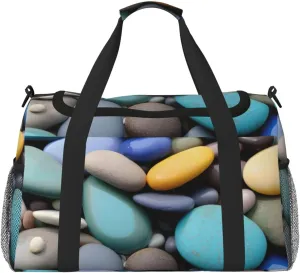 Colored Pebbles Print Travel Hand Travel Bag Weekender Overnight Carry On Tote Foldable Crossbody Bag
