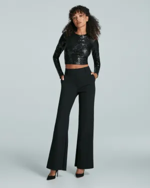 Commando Sequin Long Sleeve Crewneck Crop Top