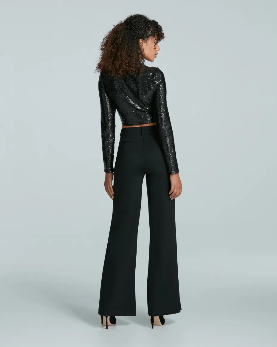 Commando Sequin Long Sleeve Crewneck Crop Top