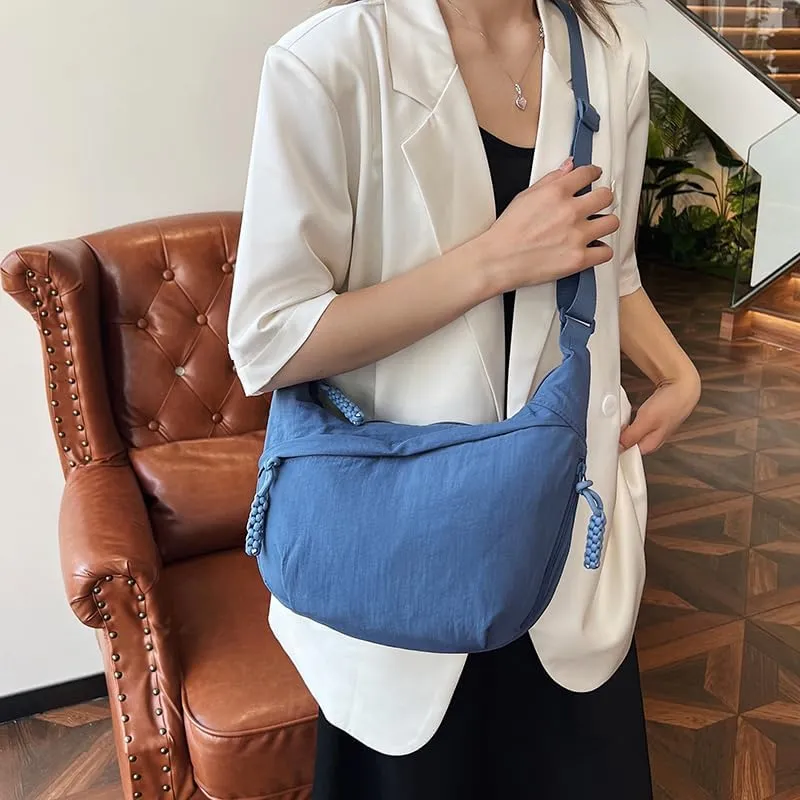 Crescent Crossbody for Women, Fashion Leopard Shoulder Nylon Luna Dumpling Moon Hobo Bag