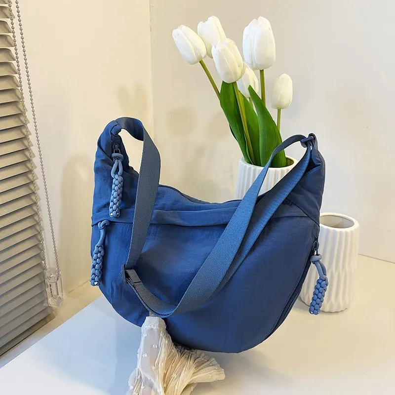 Crescent Crossbody for Women, Fashion Leopard Shoulder Nylon Luna Dumpling Moon Hobo Bag