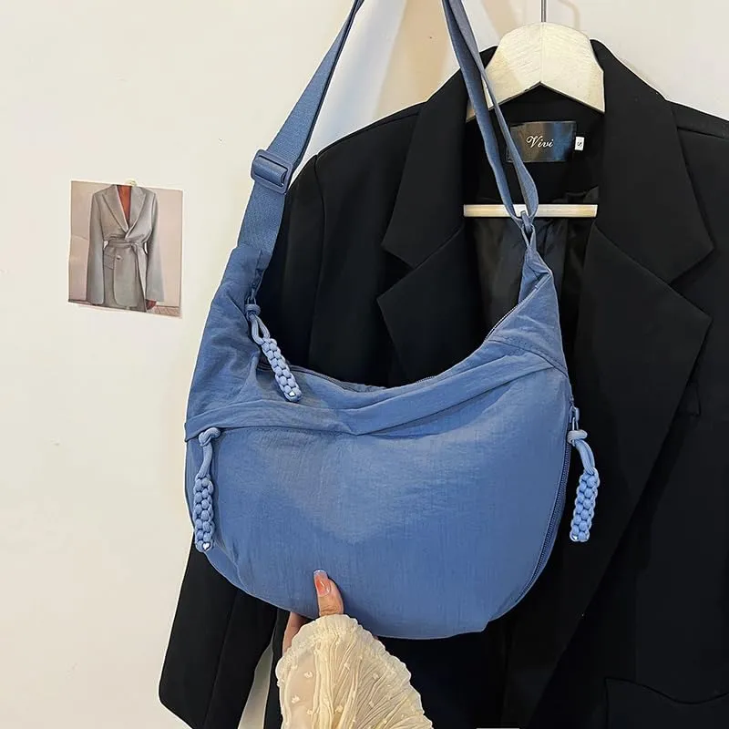 Crescent Crossbody for Women, Fashion Leopard Shoulder Nylon Luna Dumpling Moon Hobo Bag