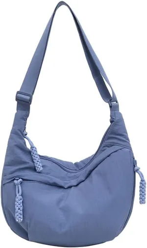 Crescent Crossbody for Women, Fashion Leopard Shoulder Nylon Luna Dumpling Moon Hobo Bag