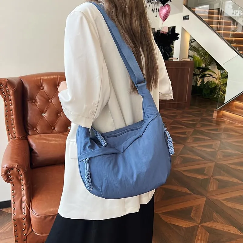 Crescent Crossbody for Women, Fashion Leopard Shoulder Nylon Luna Dumpling Moon Hobo Bag