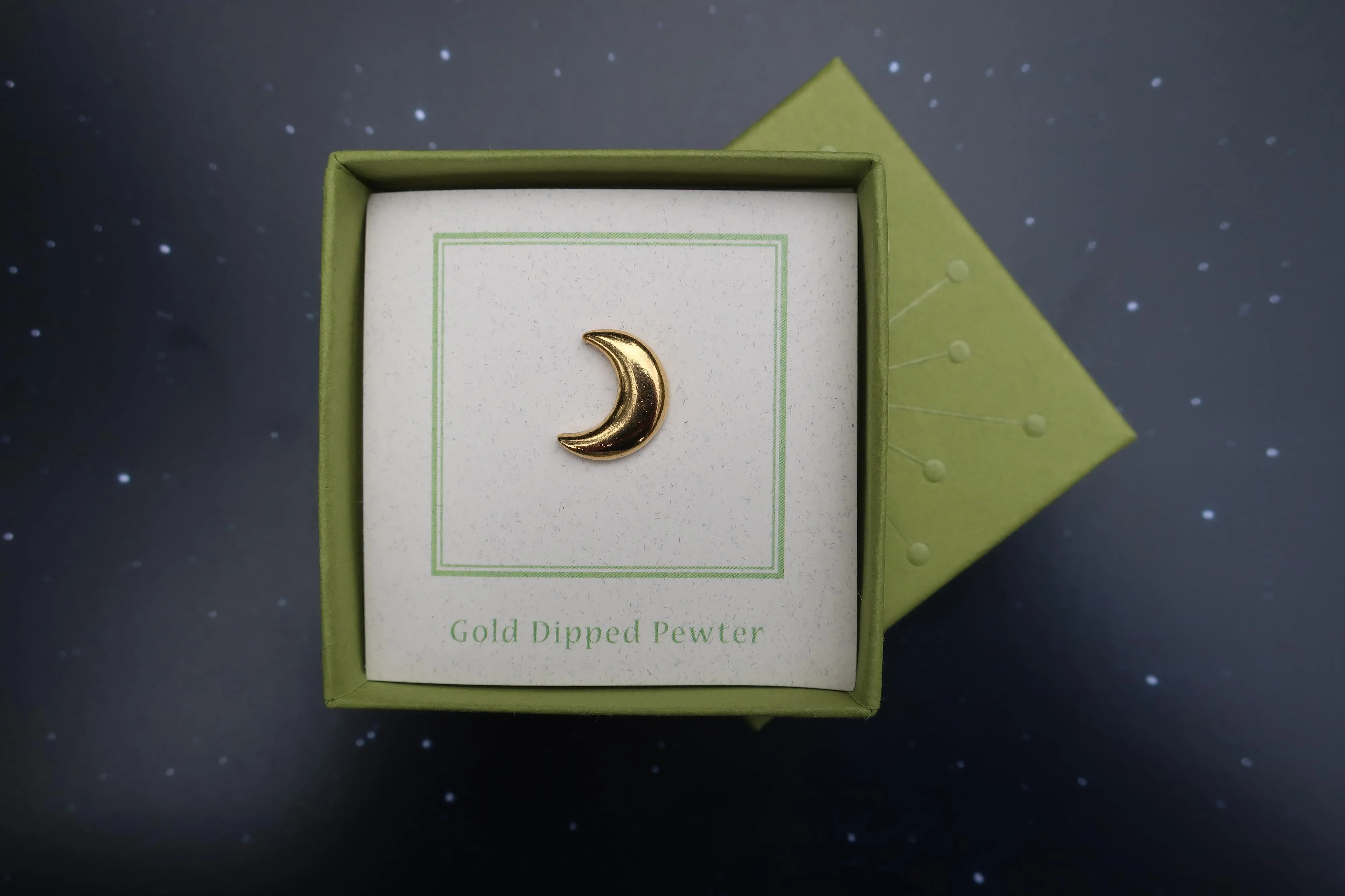 Crescent Moon Gold Lapel Pin