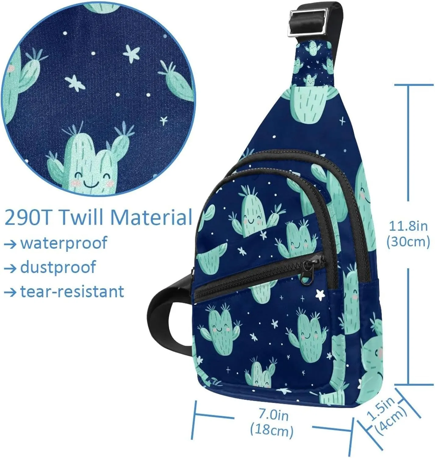 Crossbody Bags for Women Men cacti with thorns (1) Sling Bag Bakpack Casual Chest Bag with Convertible Shoulder Strap