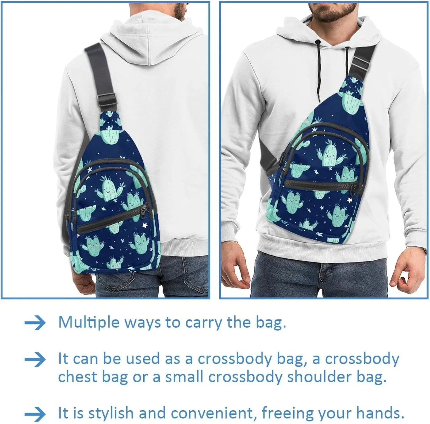 Crossbody Bags for Women Men cacti with thorns (1) Sling Bag Bakpack Casual Chest Bag with Convertible Shoulder Strap