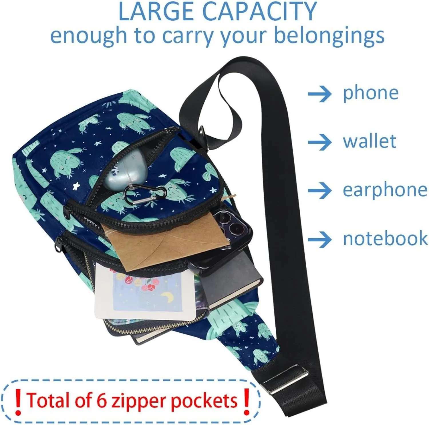 Crossbody Bags for Women Men cacti with thorns (1) Sling Bag Bakpack Casual Chest Bag with Convertible Shoulder Strap