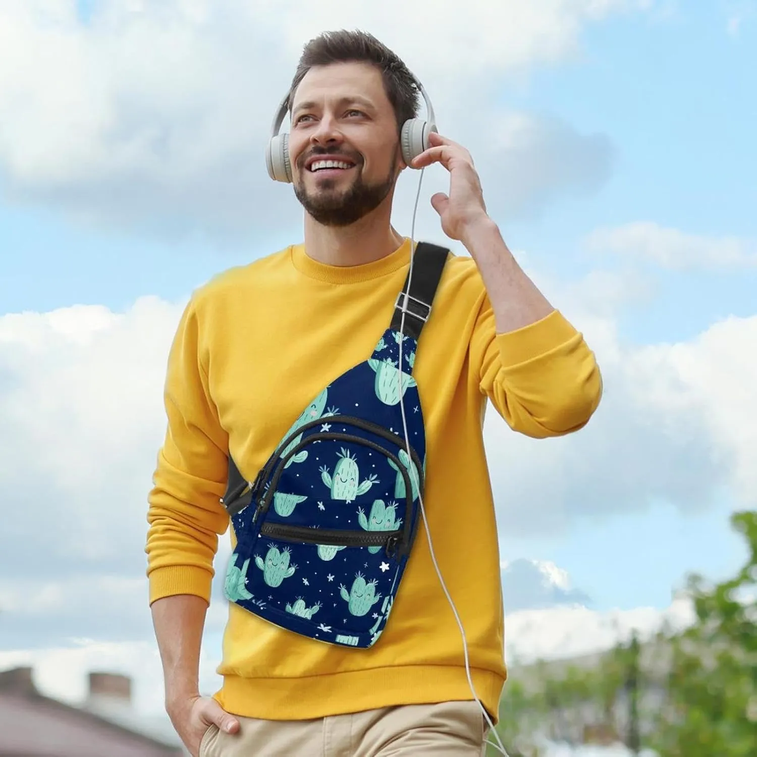 Crossbody Bags for Women Men cacti with thorns (1) Sling Bag Bakpack Casual Chest Bag with Convertible Shoulder Strap