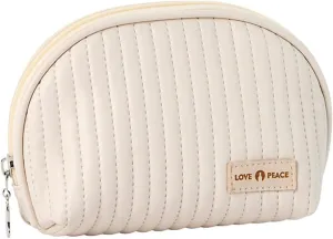 Cute Makeup Bag, Mini Cosmetic Pouch for Women, Small Quilted Beauty Bag, Handy zipper Pouch, Cream