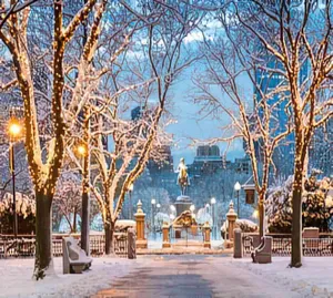 Diamond Painting Christmas View of Boston in Massachusetts Winter Season at Commonwealth Avenue Sunrise Sunset Tourism Travel for Adult Painting Kits Diamond Art Perfect for Home Wall Decor 12"x16"