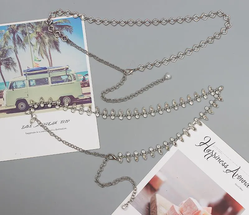 Fashion Rhinestone Waist Chain Decorative Versatile Belt Sexy With Shirt Jeans Metal Chain Belt