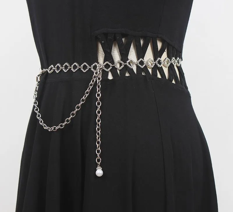 Fashion Rhinestone Waist Chain Decorative Versatile Belt Sexy With Shirt Jeans Metal Chain Belt