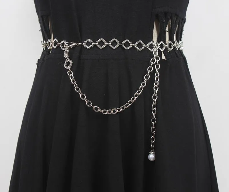 Fashion Rhinestone Waist Chain Decorative Versatile Belt Sexy With Shirt Jeans Metal Chain Belt