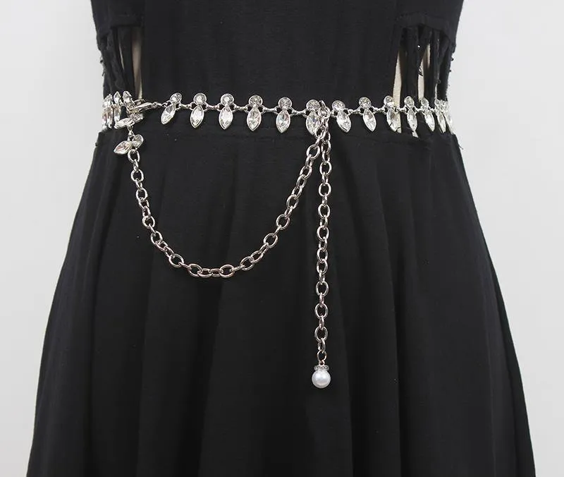 Fashion Rhinestone Waist Chain Decorative Versatile Belt Sexy With Shirt Jeans Metal Chain Belt