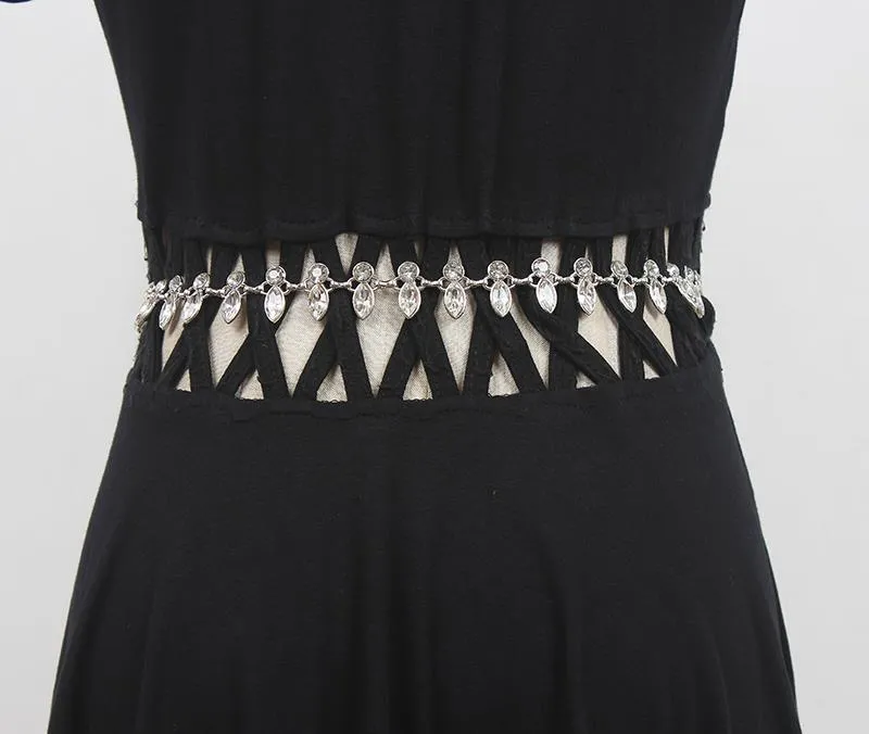 Fashion Rhinestone Waist Chain Decorative Versatile Belt Sexy With Shirt Jeans Metal Chain Belt