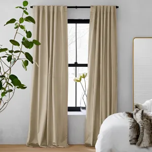 Flaxen | Vol Velvet Blackout Curtains Luxury Heavyweight Luster Custom Drapes | Soft Top Back Tab