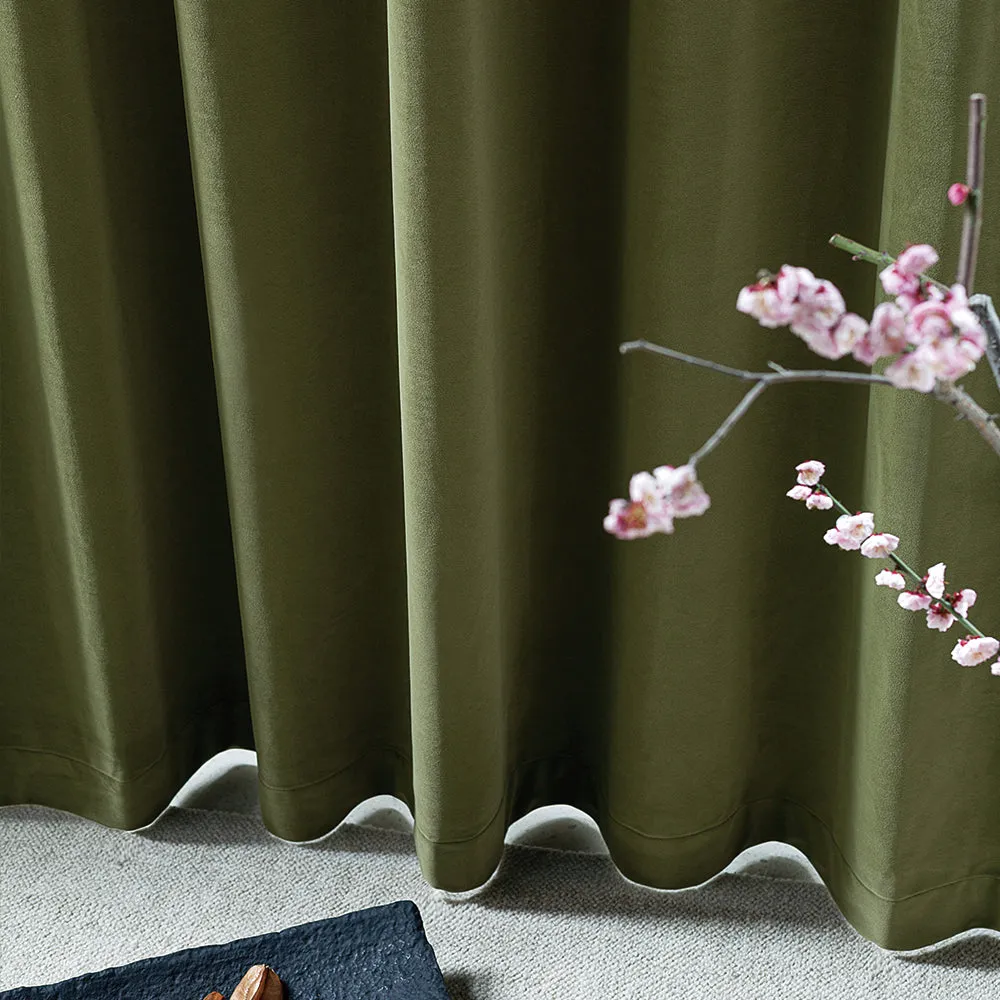 Flaxen | Vol Velvet Blackout Curtains Luxury Heavyweight Luster Custom Drapes | Soft Top Back Tab