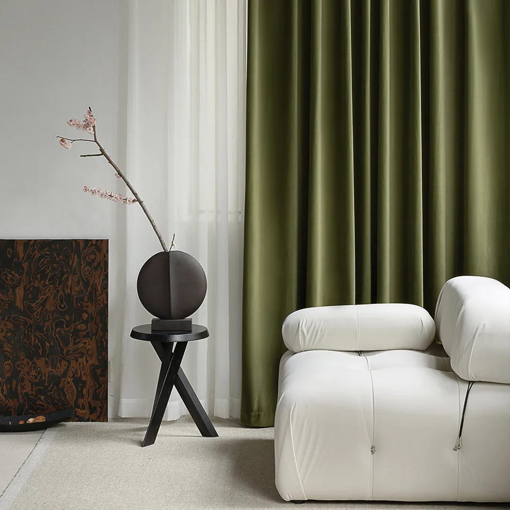 Flaxen | Vol Velvet Blackout Curtains Luxury Heavyweight Luster Custom Drapes | Soft Top Back Tab