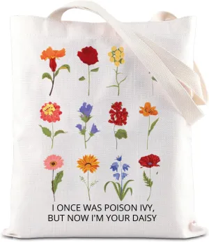 FOTAP Singer Inspire Merch I Once Was Poison Ivy Inspire Tote Bag Singer Lyric Shoulder Bag Daisy Lover Gift Daisy Gift