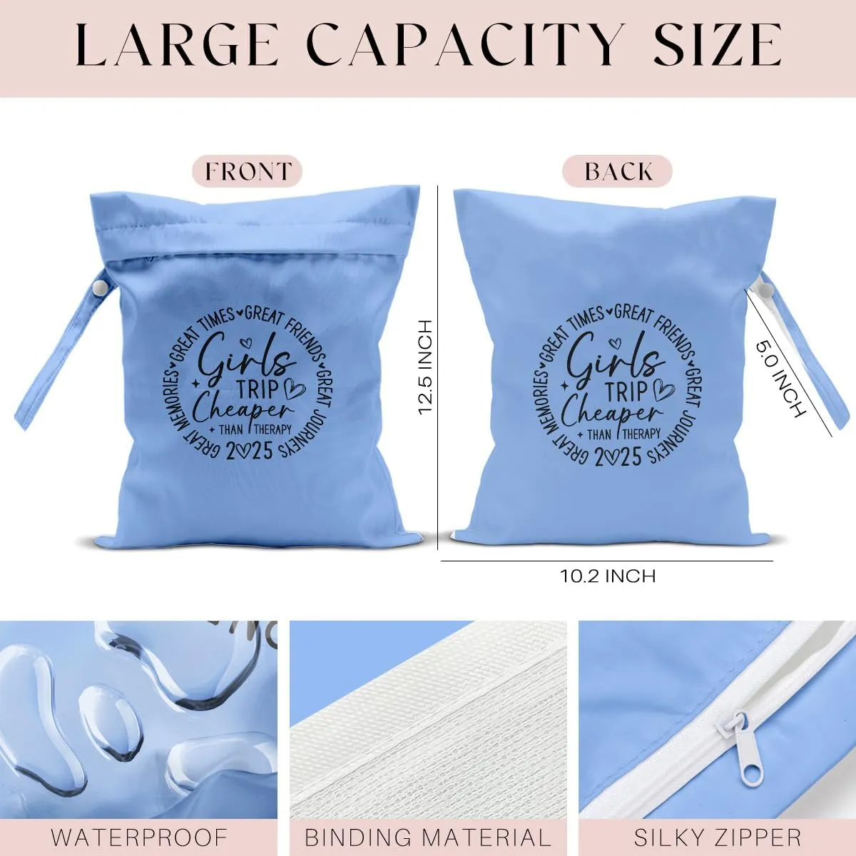 Girls Trip Gifts Wet Dry Bag, Beach Bag Wet Bag Favors, for Swimsuit Toiletry Travel Essentials For Women Aloha Bags, Beach Travel Gym Laundry bags for Dirty Diaper Swimsuit Gifts (Blue)