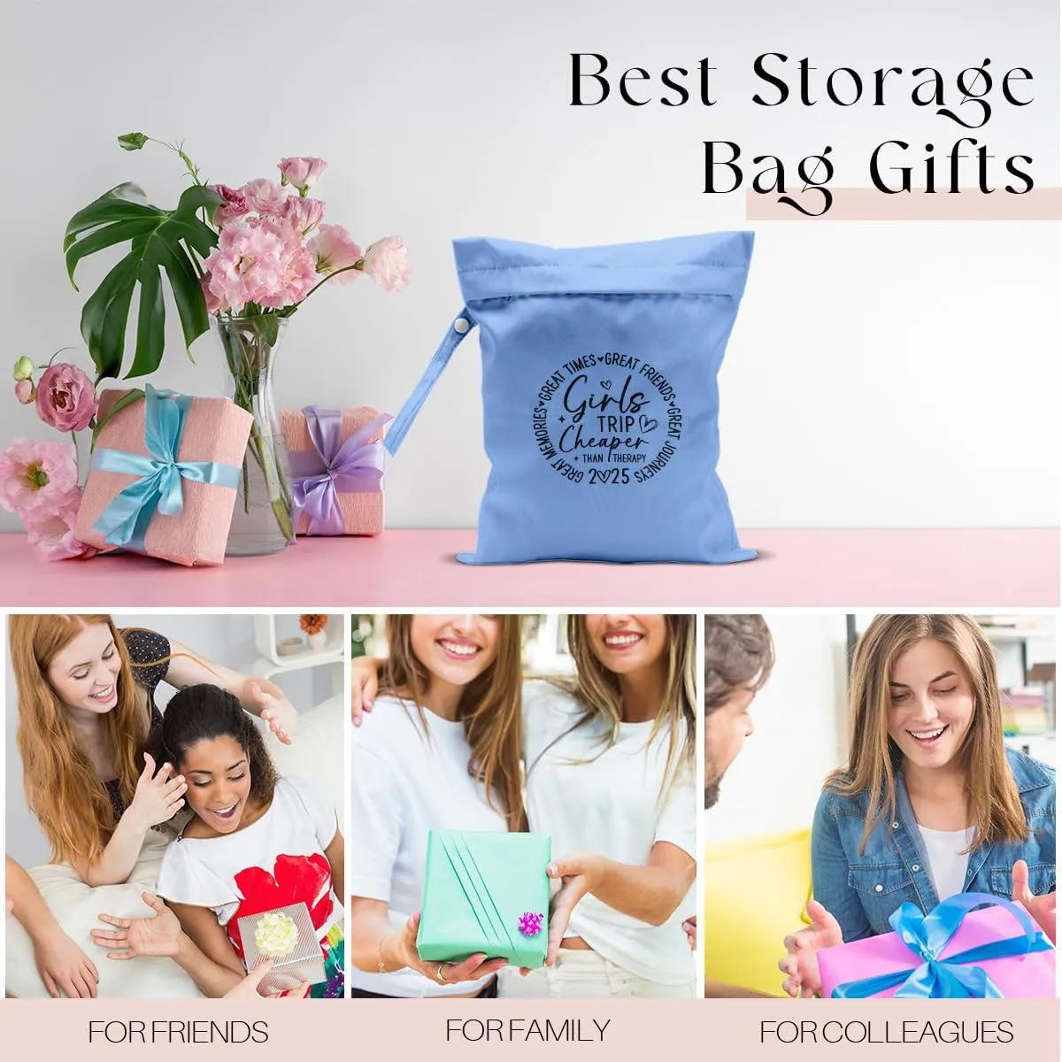 Girls Trip Gifts Wet Dry Bag, Beach Bag Wet Bag Favors, for Swimsuit Toiletry Travel Essentials For Women Aloha Bags, Beach Travel Gym Laundry bags for Dirty Diaper Swimsuit Gifts (Blue)